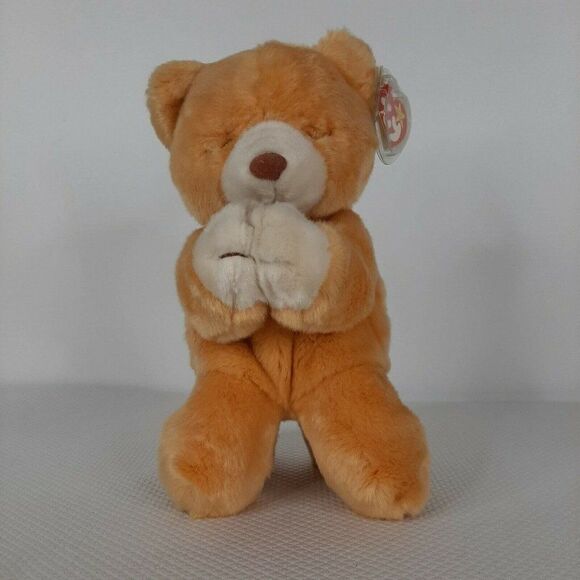 TY Holiday Beanie Buddy Praying Bears Hope Mint 1999 Tag Protector 11" - Picture 1 of 9